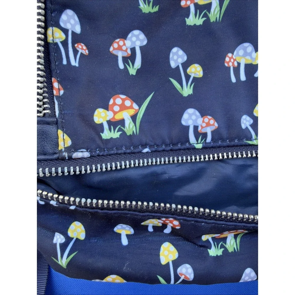 Mushroom Small Navy Colorful All Over Print Backpack With Adjustable Straps Mini
